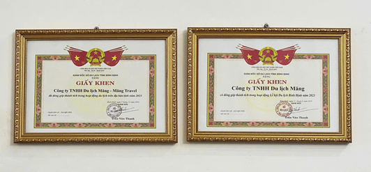 2 năm liên tiếp (2023 - 2024) công ty nhận bằng khen từ Sở Du Lịch Măng Travel